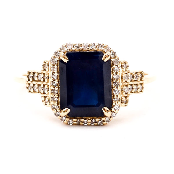 2.74 Ct Octagon Natural Sapphire 14K Gold Ring