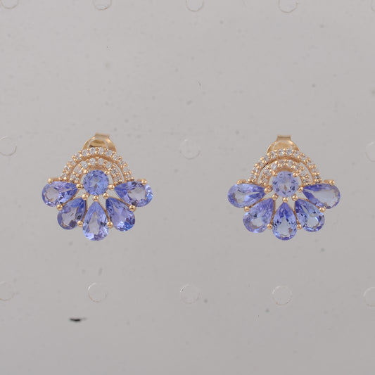 2.25 Ct Pear Tanzanite 14K Gold Earrings