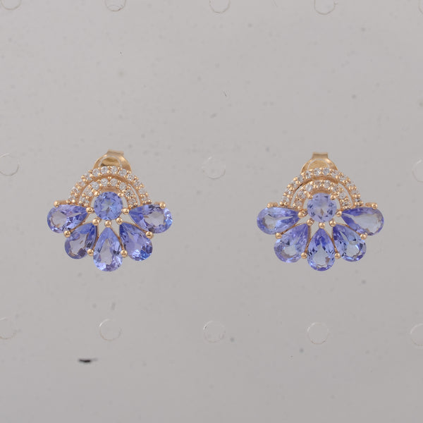 2.25 Ct Pear Tanzanite 14K Gold Earrings