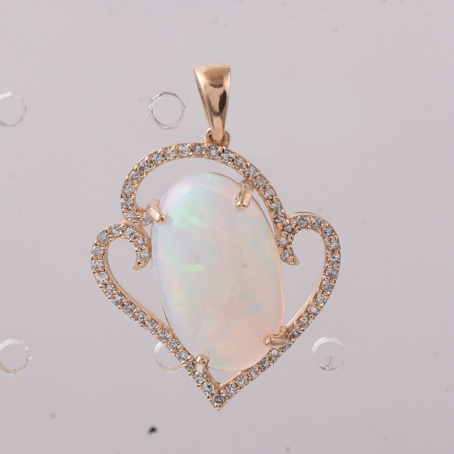 3.76 Ct Oval Cabochon Cut Natural Opal 14K Gold Pendant