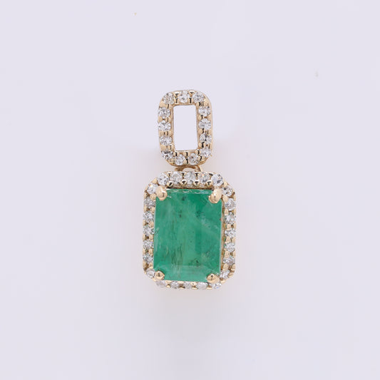 1.12 Ct Octagon Emerald 14K Gold Pendant