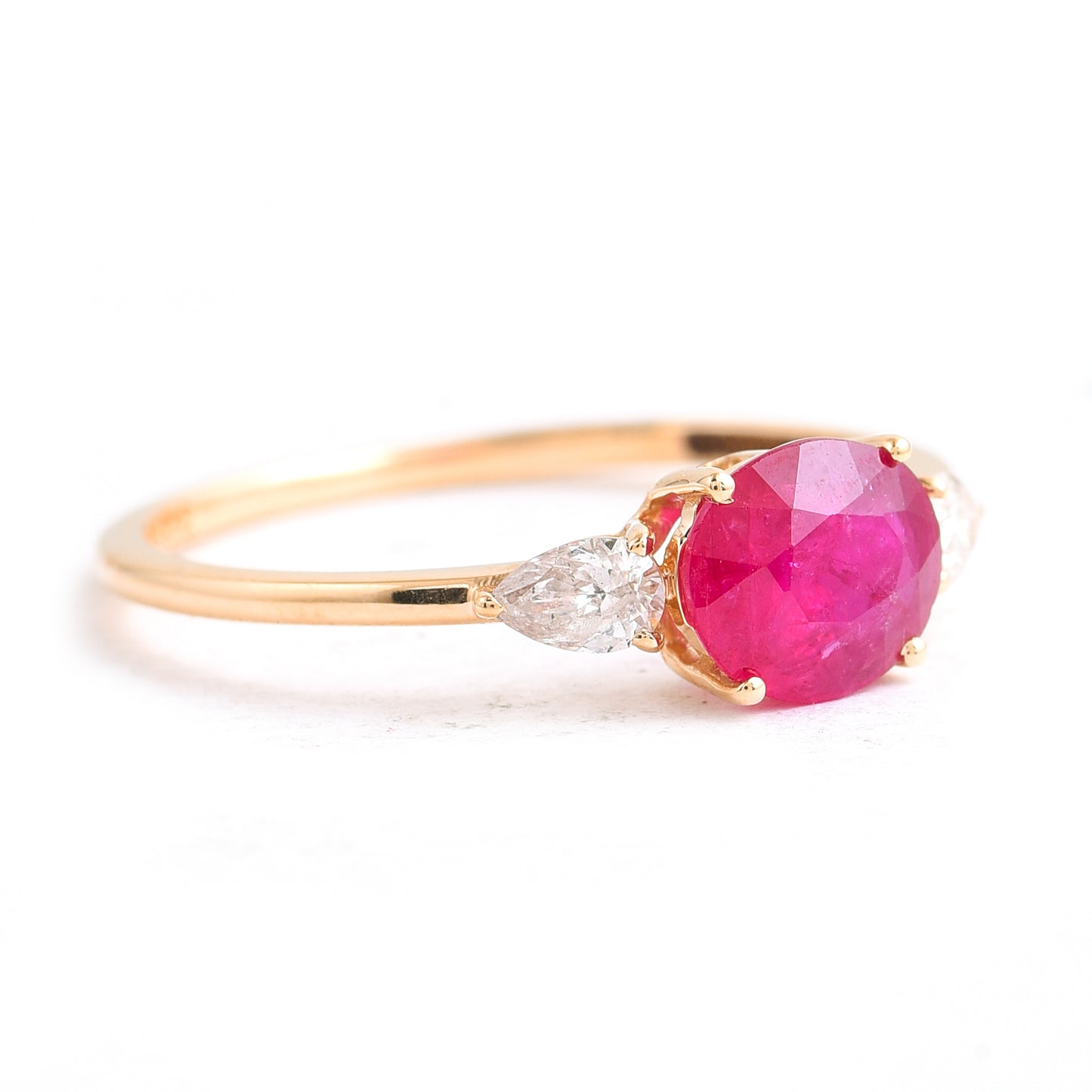 1.24 Ct Oval Mixed Cut Natural Ruby 14K Gold Ring