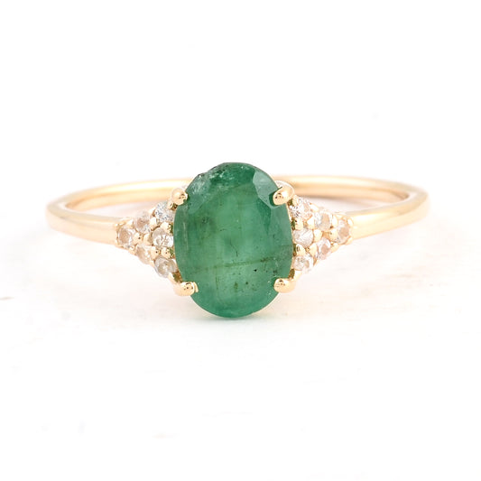 1.15 Ct Oval Emerald 14K Gold Ring