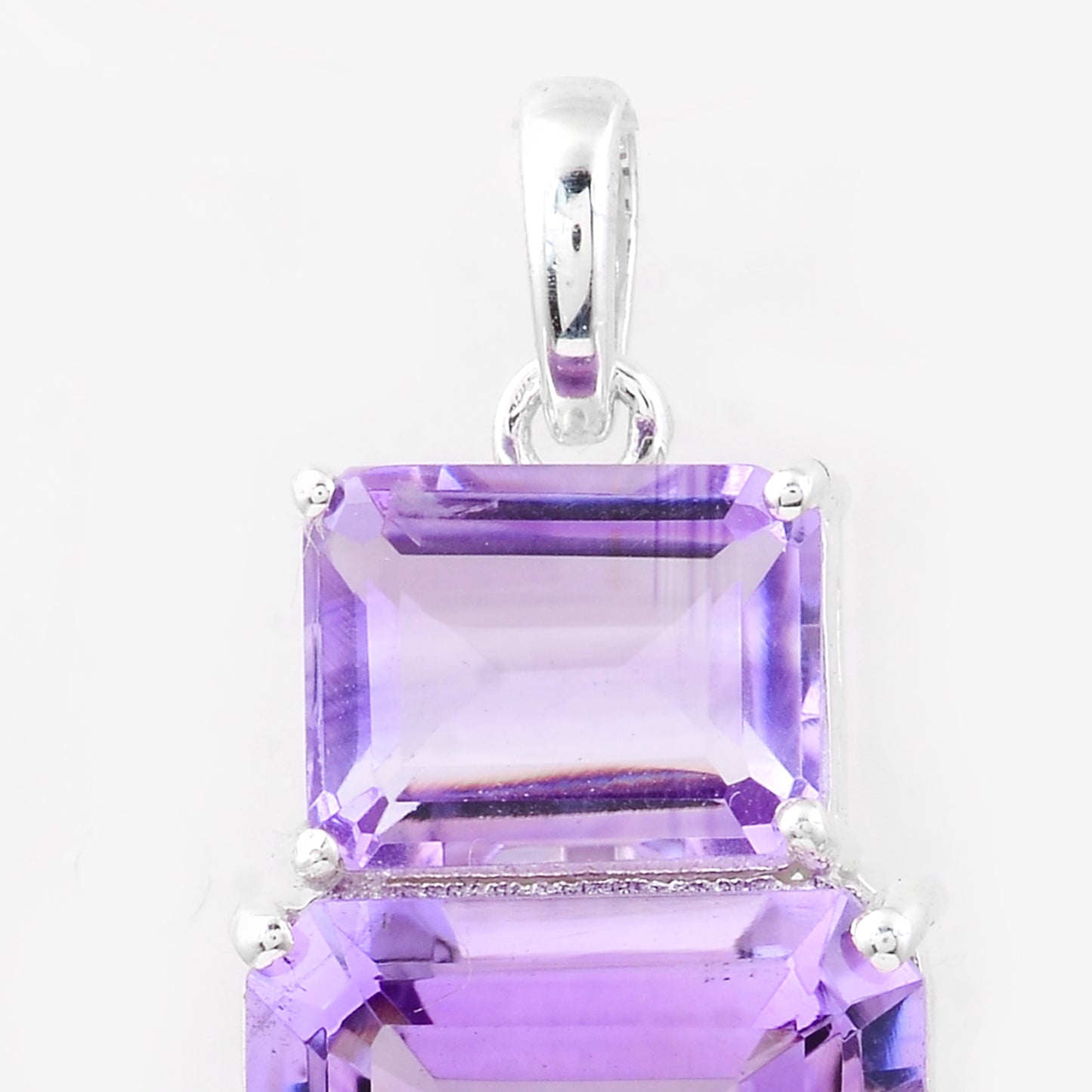 9.68 Ct Octagon Amethyst, 925 Sterling Silver Pendant