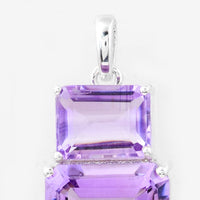 9.68 Ct Octagon Amethyst, 925 Sterling Silver Pendant