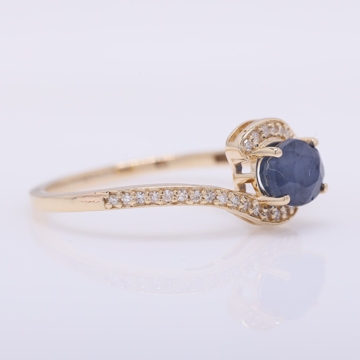 1.22 Ct Oval Mixed Cut Natural Sapphire 14K Gold Ring