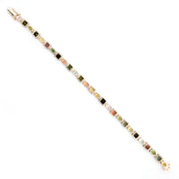 14.90 Ct Square Multi Tourmaline 14K Gold Bracelet