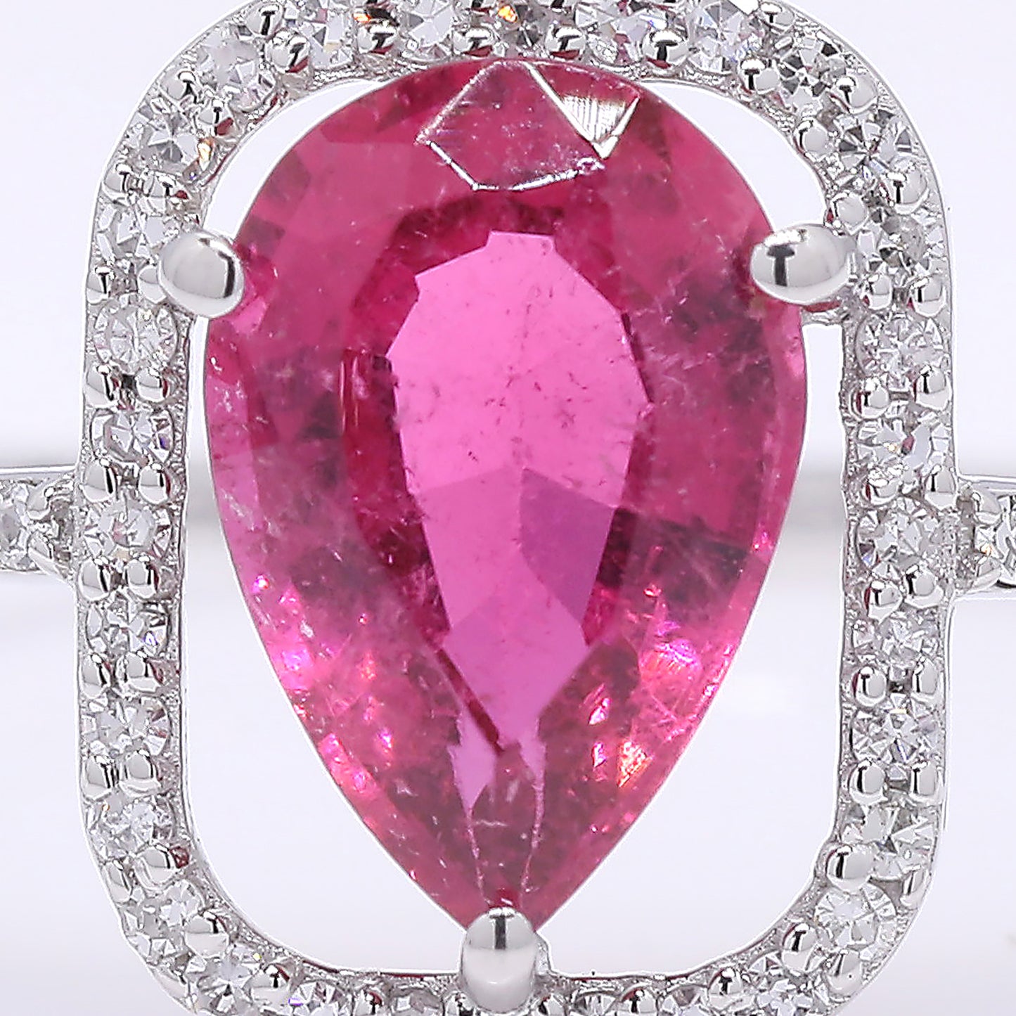 1.57 Ct Pear Mixed Cut Natural Pink Tourmaline 950 Platinum Ring