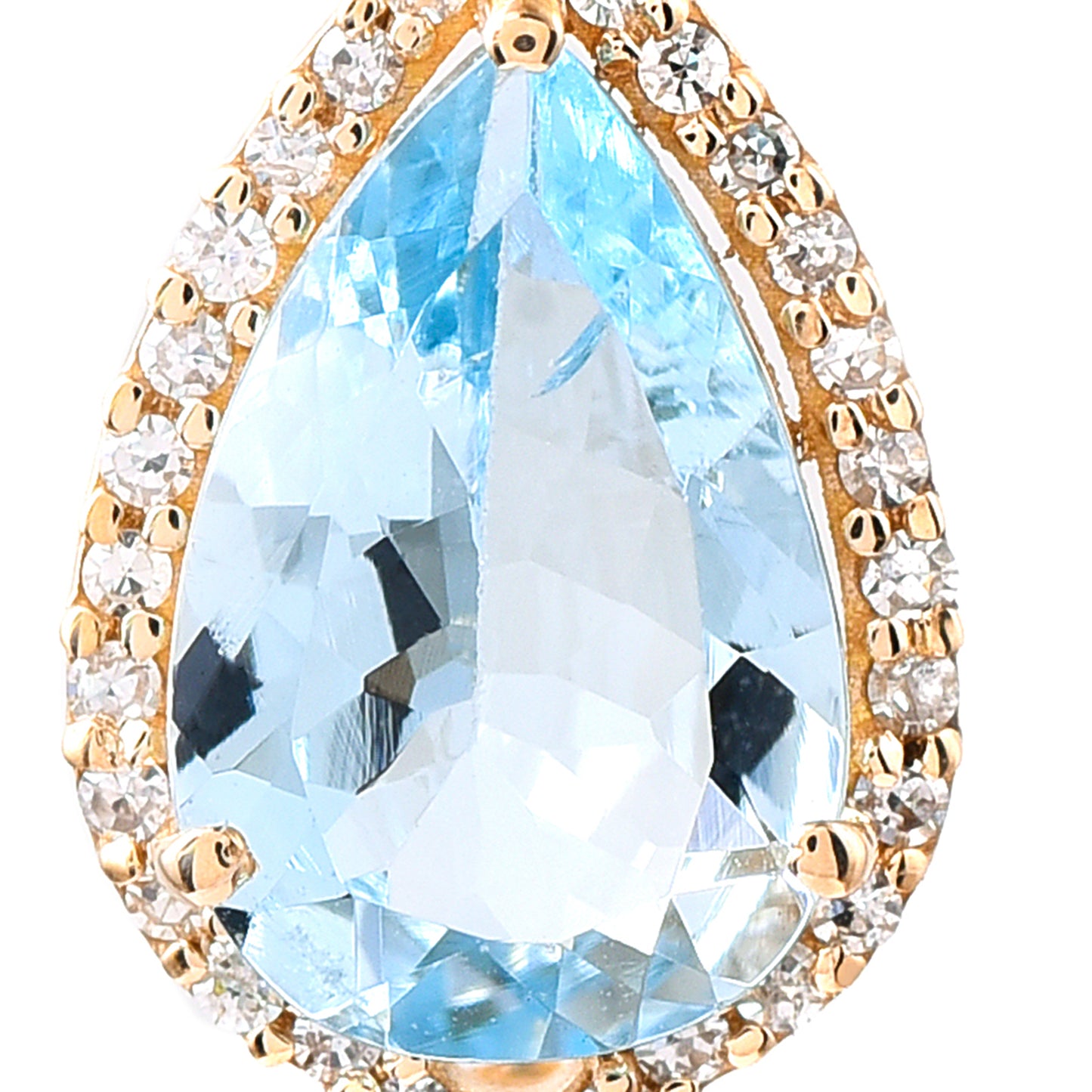 1.25 Ct Pear Mixed Cut Natural Aquamarine 14K Gold Pendant