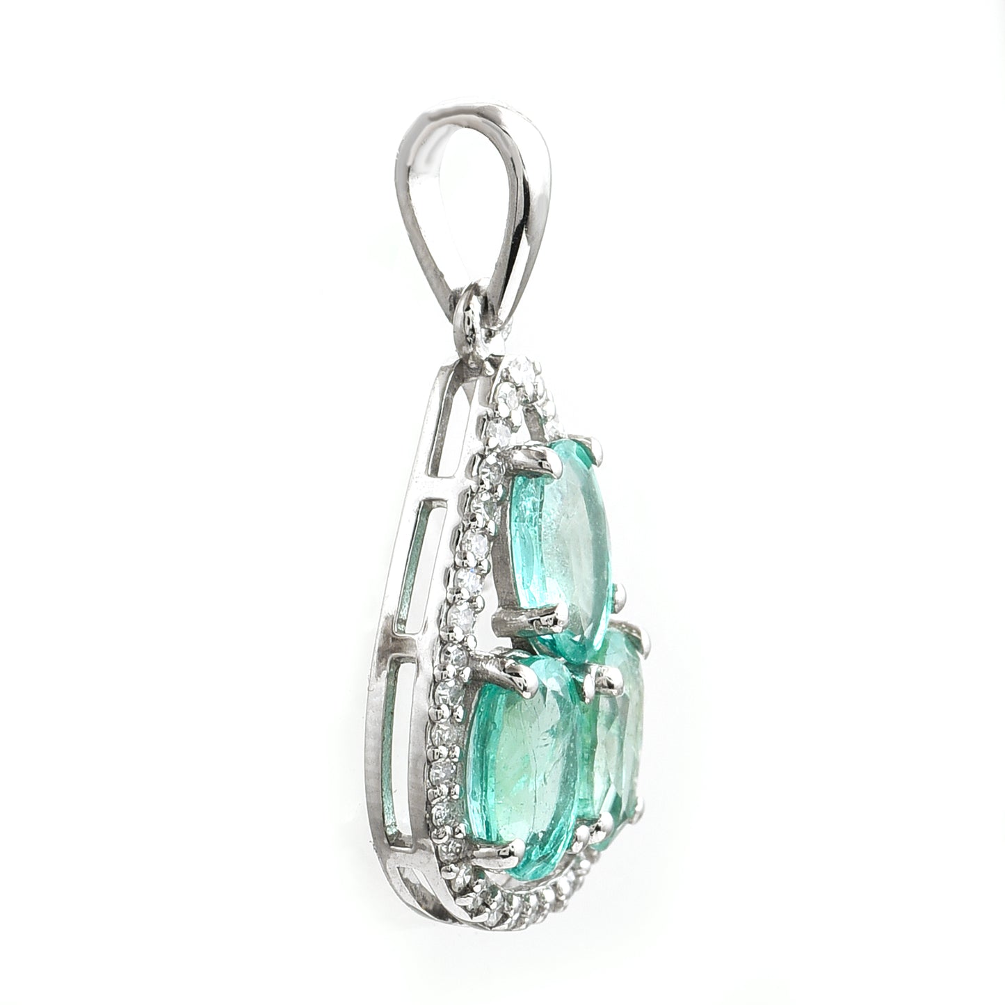 1.27 Ct Oval Emerald 950 Platinum Pendant