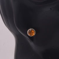1.34 Ct Round Cabochon Cut Natural Fire Opal 14K Gold Earrings