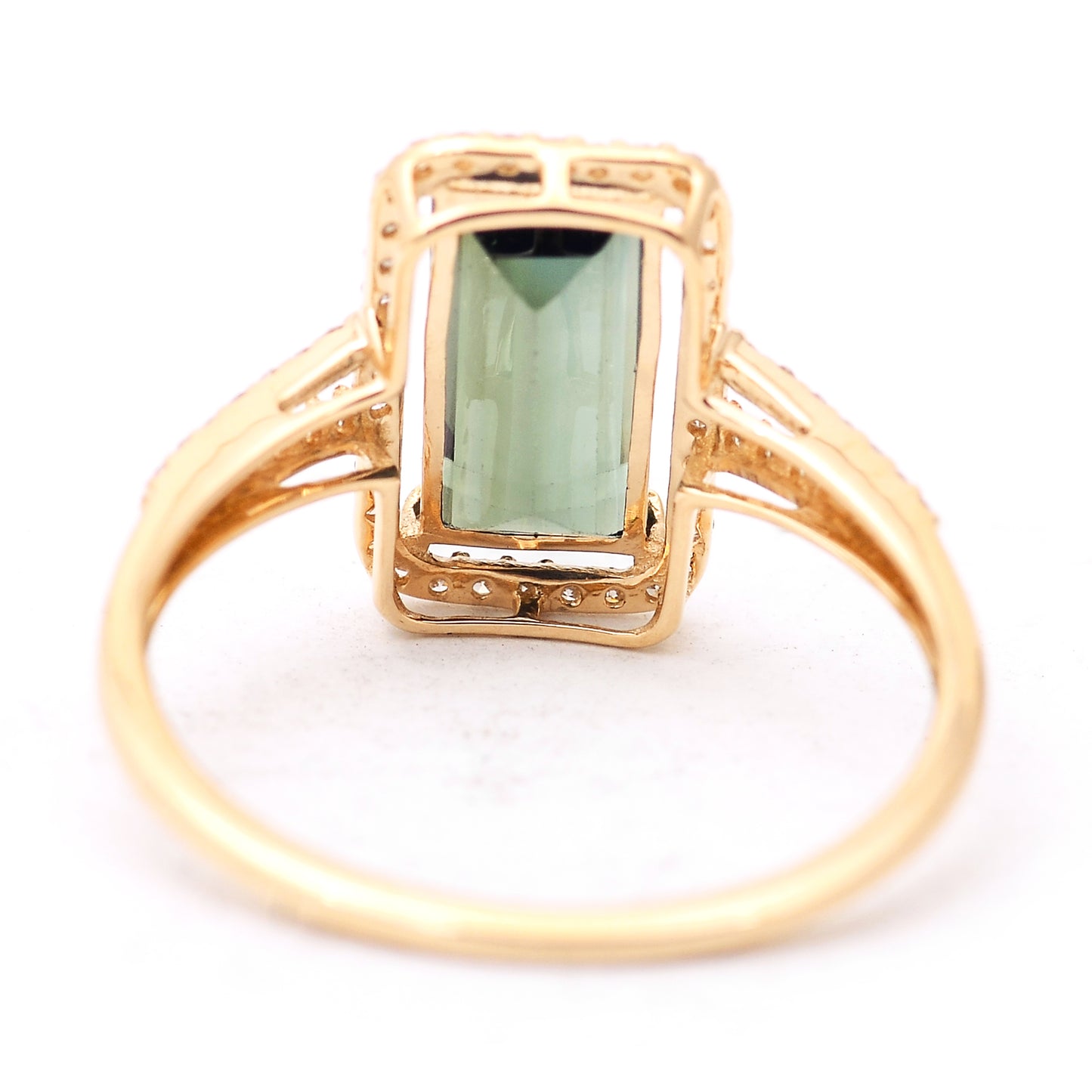 2.08 Ct Rectangle Step Cut Natural Tourmaline 14K Gold Ring