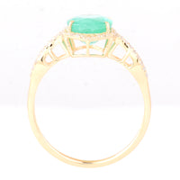 2.26 Ct Oval Natural Emerald 14K Gold Ring