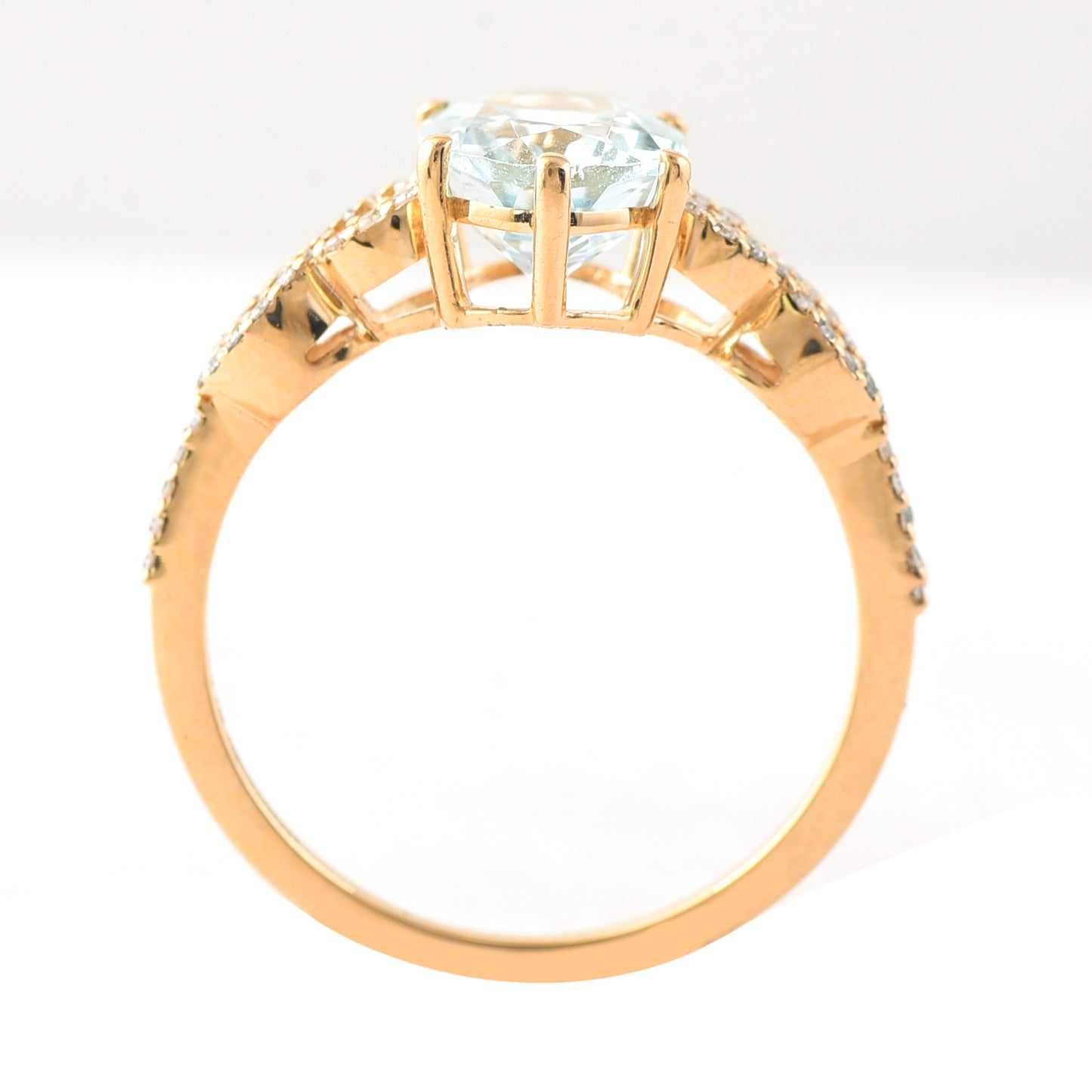 1.91 Ct Oval Mixed Cut Natural Aquamarine 14K Gold Ring