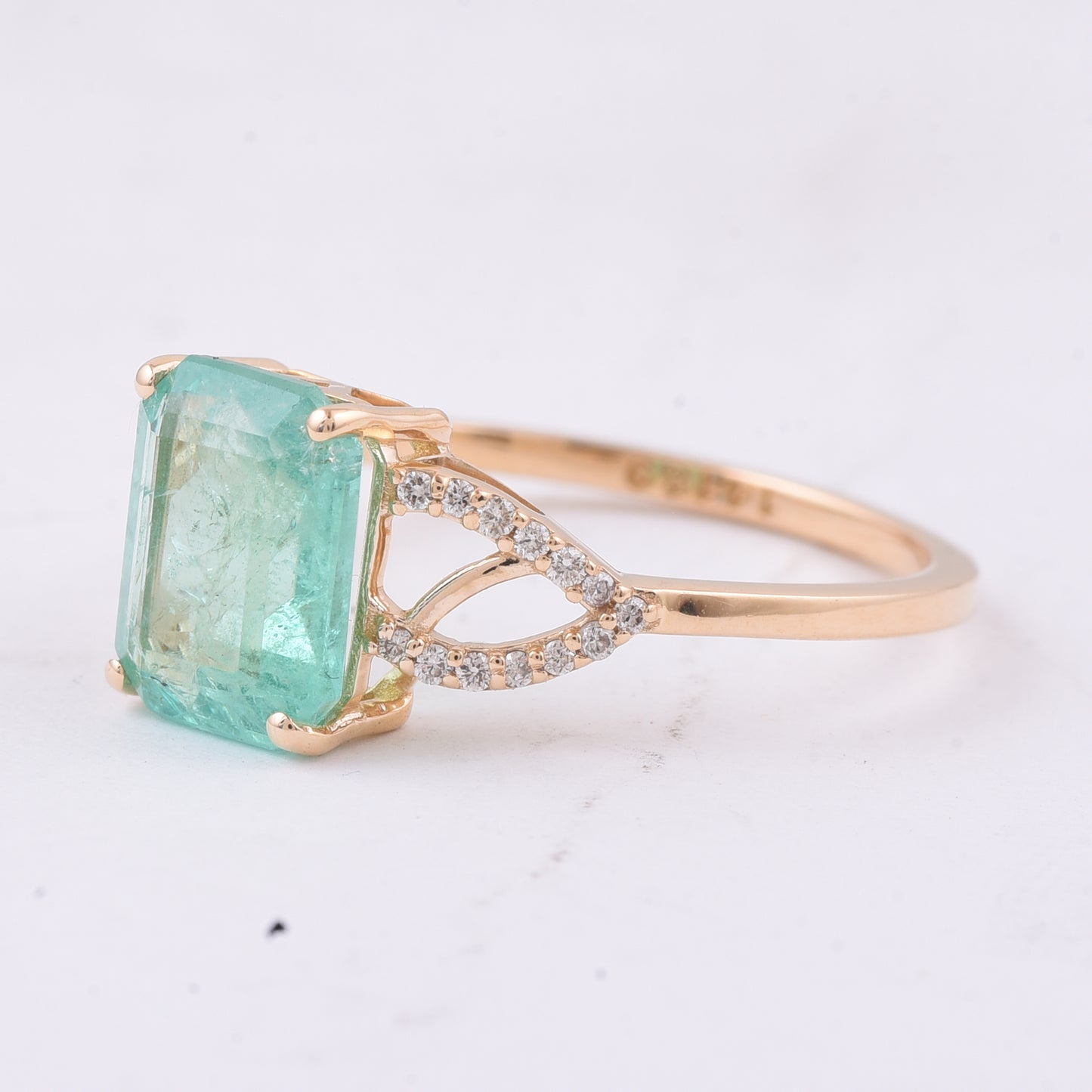 2.14 Ct Octagon Step Cut Natural Emerald 14K Gold Ring