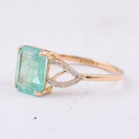 2.14 Ct Octagon Step Cut Natural Emerald 14K Gold Ring