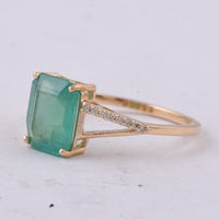 1.93 Ct Octagon Step Cut Natural Emerald 14K Gold Ring