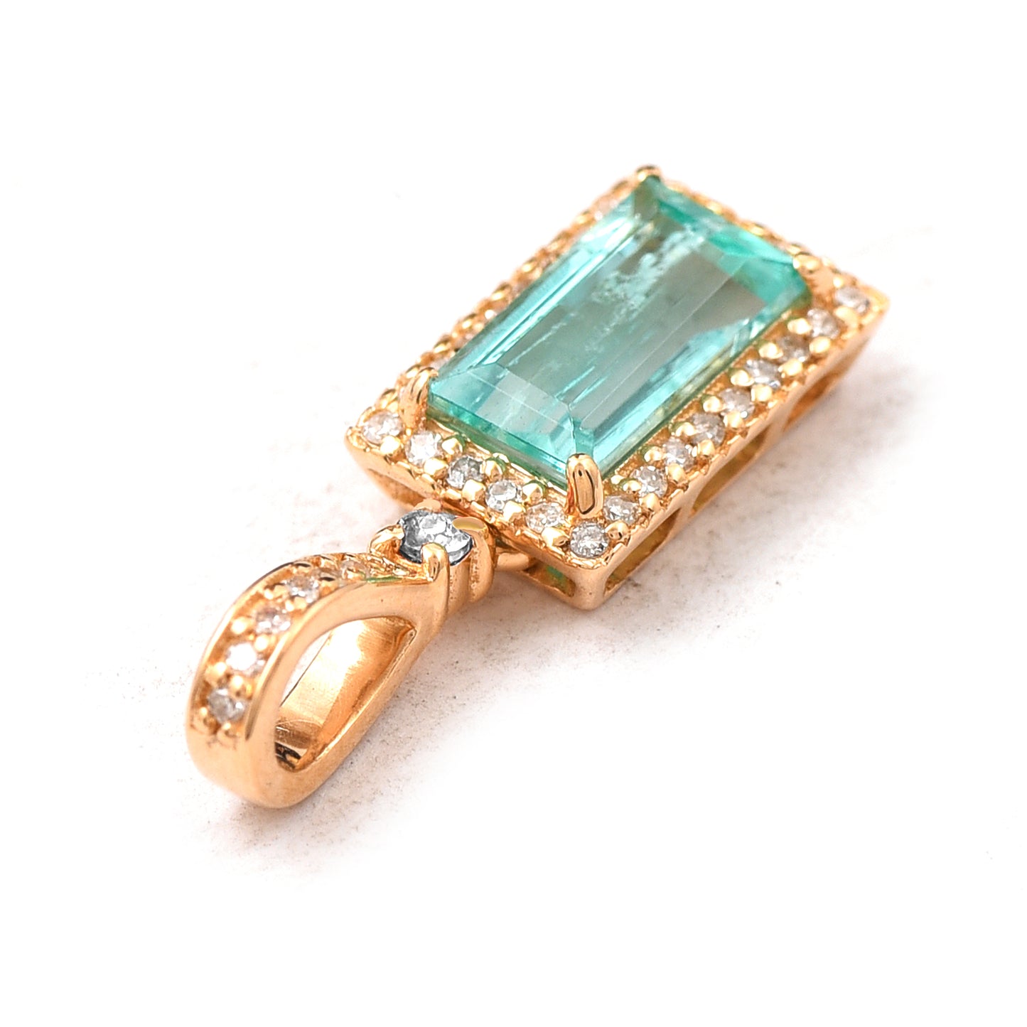 1.02 Ct Baguette Emerald 14K Gold Pendant