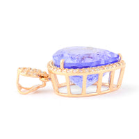 6.81 Ct Pear Mixed Cut Natural Tanzanite 14K Gold Pendant