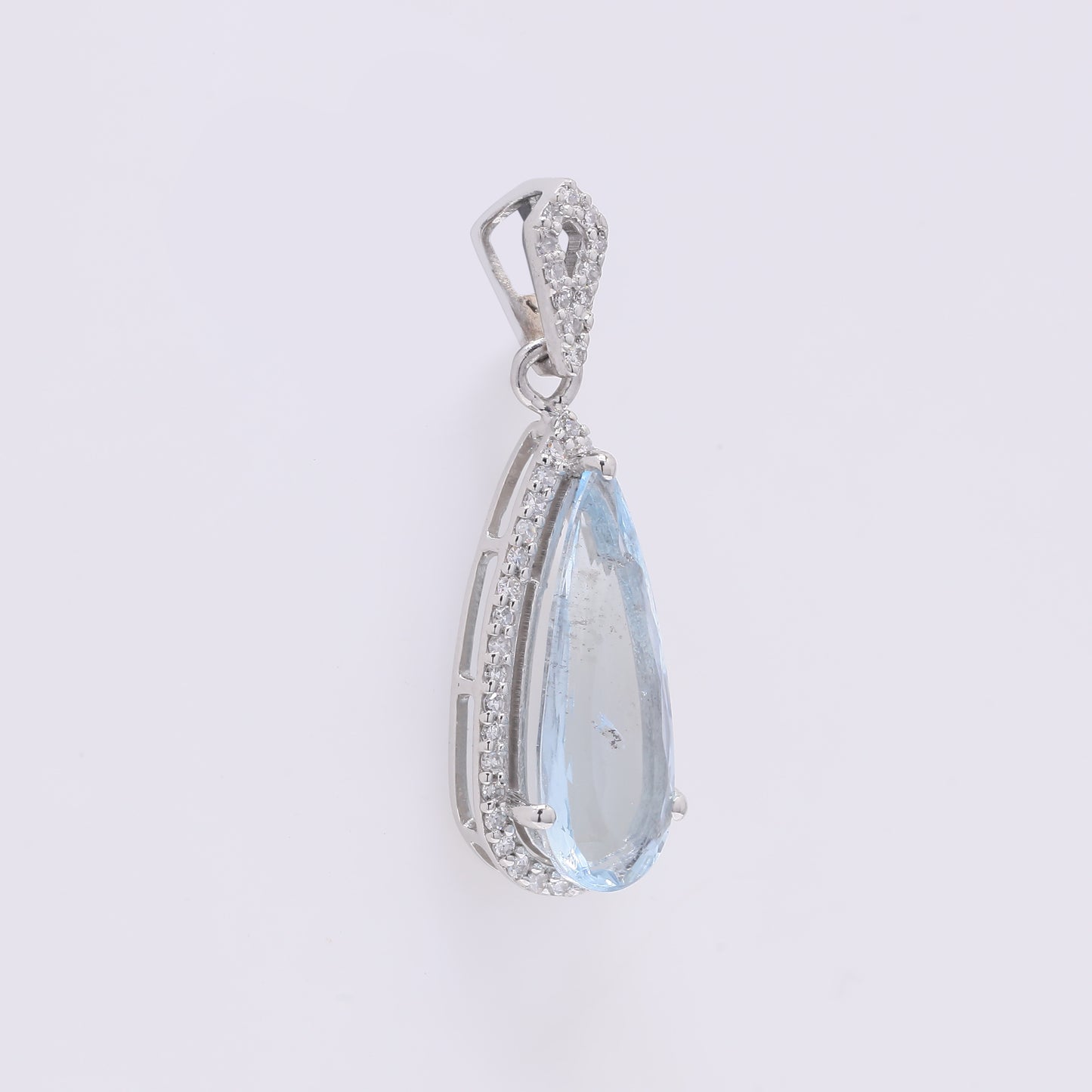 2.07 Ct Pear Mixed Cut Natural Aquamarine 950 Platinum Pendant