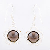 6.63 Ct Smoky Quartz 925 Sterling Silver Earrings
