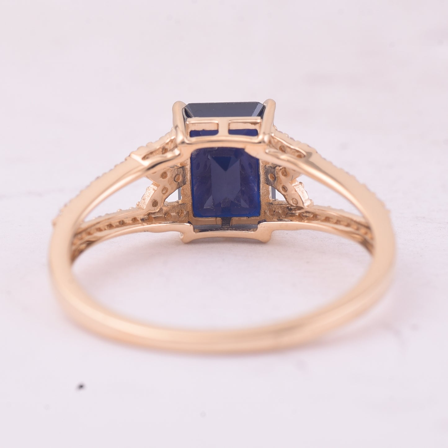 2.16 Ct Octagon Step Cut Natural Sapphire 14K Gold Ring