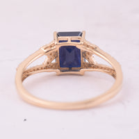 2.16 Ct Octagon Step Cut Natural Sapphire 14K Gold Ring