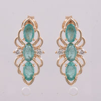1.43 Ct Oval Natural Emerald 14K Gold Earrings