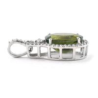 3.04 Ct Oval Mixed Cut Natural Green Sapphire 950 Platinum Pendant