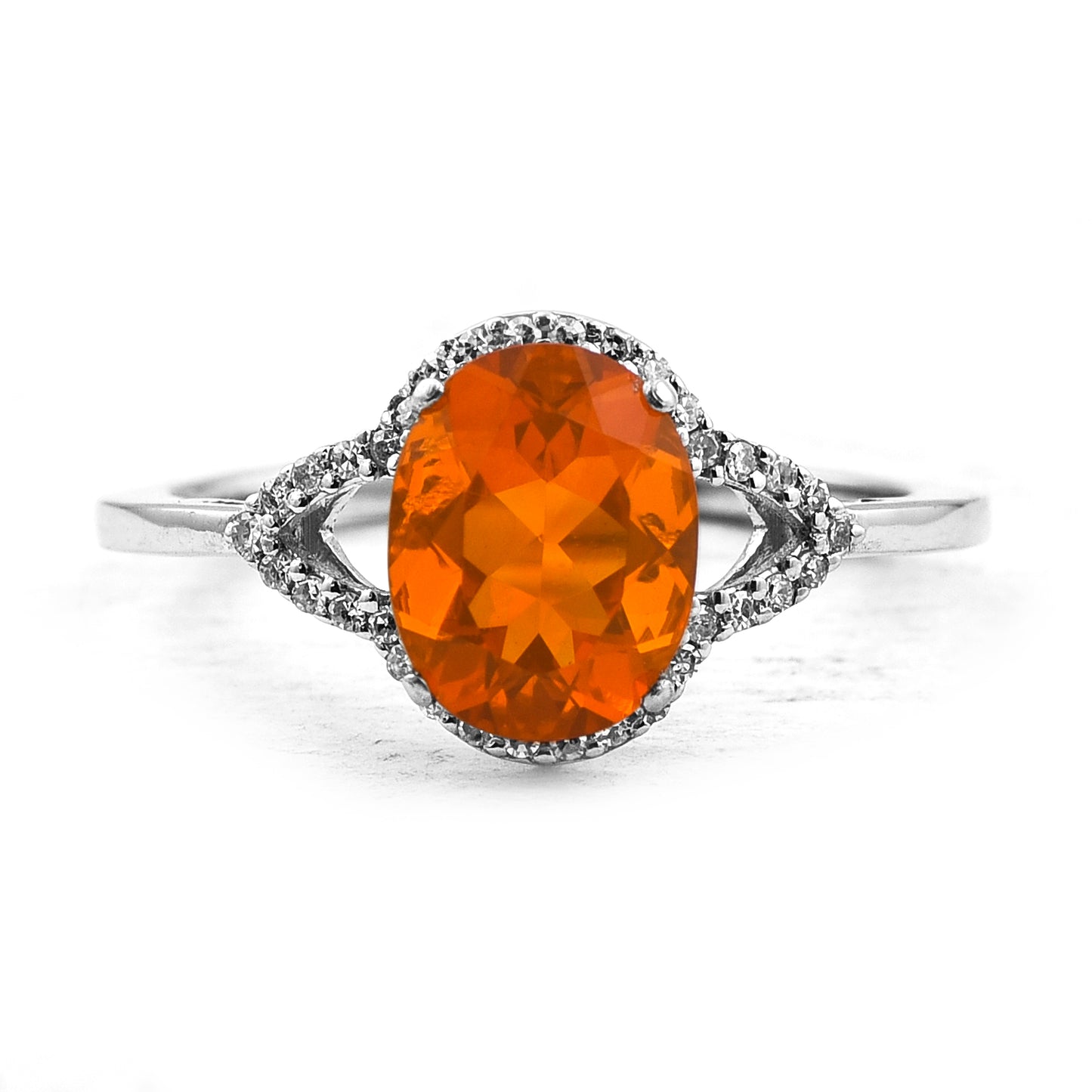 1.30 Ct Oval Mixed Cut Natural Fire Opal 950 Platinum Ring