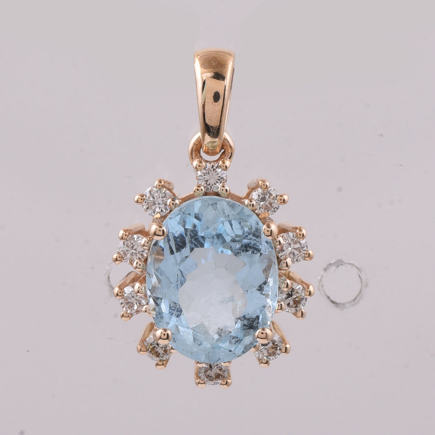 2.11 Ct Oval Natural Aquamarine 14K Gold Pendant