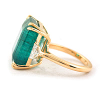 22.17 Ct Emerald Cut Natural Beryl Emerald 18K Gold Ring