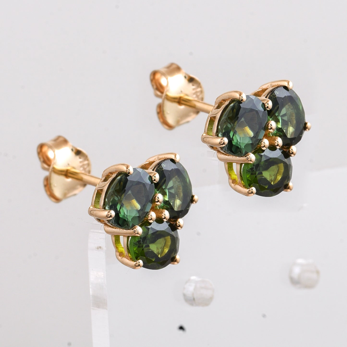 2.20 Ct Oval Multi Tourmaline 14K Gold Earrings