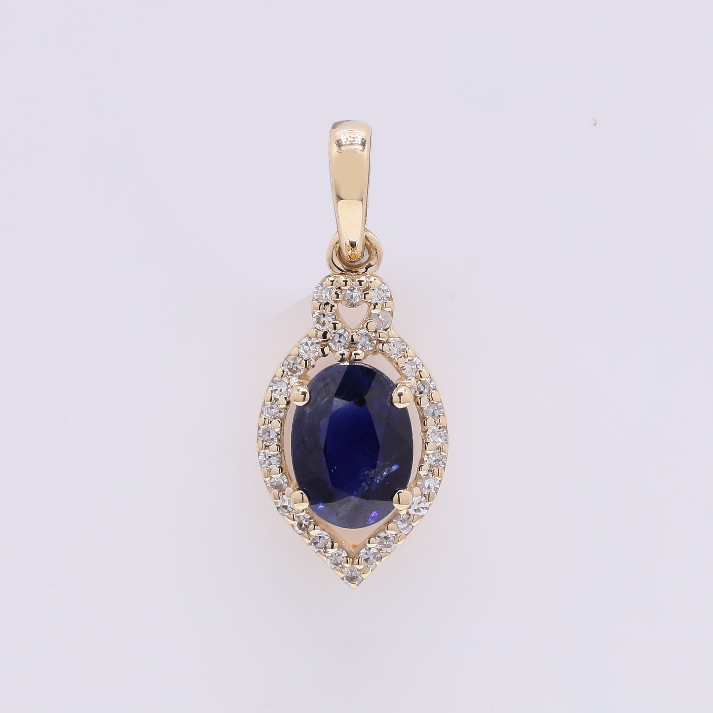 1.04 Ct Oval Mixed Cut Natural Sapphire 14K Gold Pendant
