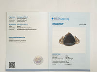3.40 Ct Triangle Cabochon Natural Black Opal 14K Gold Ring
