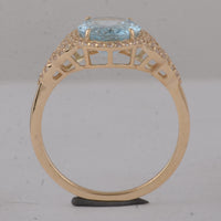 2.44 Ct Oval Aquamarine 9K Gold Ring