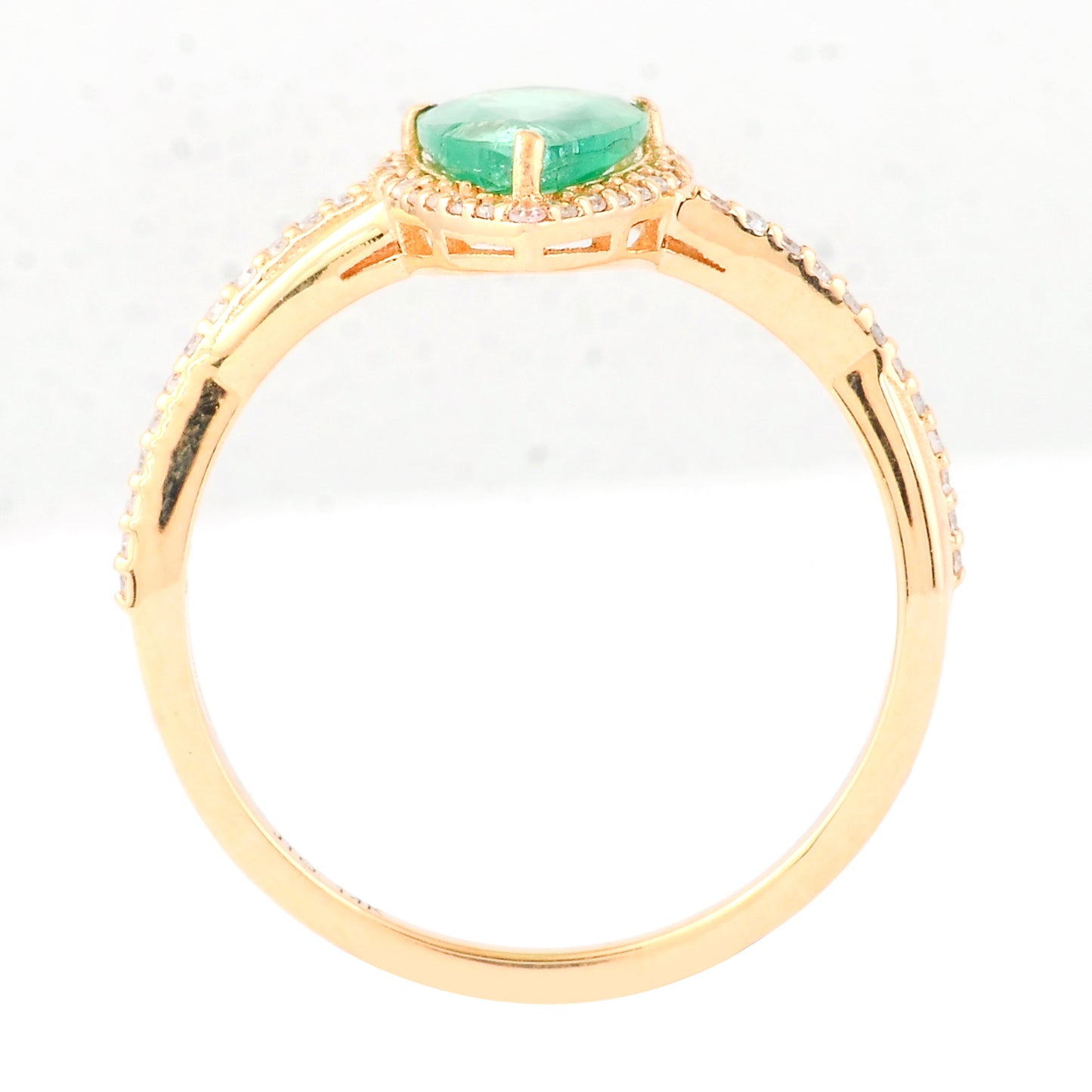 1.05 Ct Pear Mixed Cut Natural Emerald 14K Gold Ring