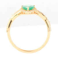 1.05 Ct Pear Mixed Cut Natural Emerald 14K Gold Ring