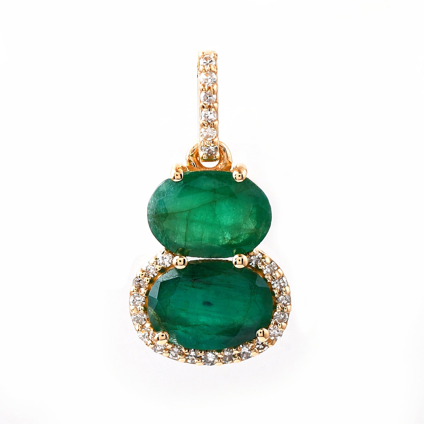 1.32 Ct Oval Mixed Cut Natural Emerald 14K Gold Pendant