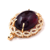 14.43 Ct Oval Cabochon Cut Natural Tourmaline 14K Gold Pendant