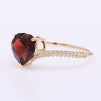 2.12 Ct Heart Mixed Cut Natural Garnet 14K Gold Ring