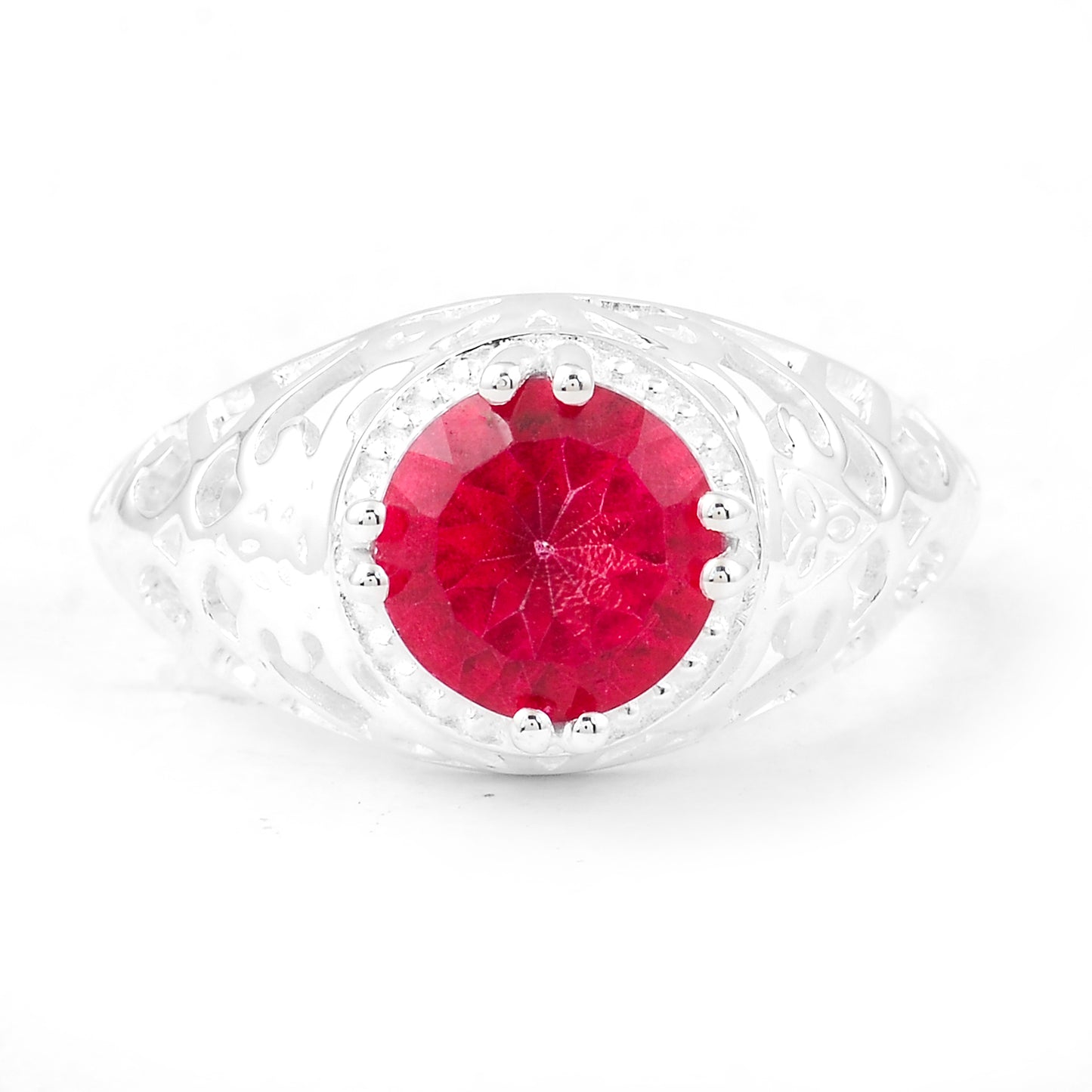 2.55 Ct Round Pink Topaz 925 Sterling Silver Ring