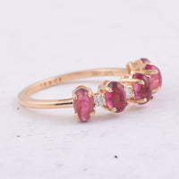 1.70 Ct Oval Cabochon Cut Natural Pink Tourmaline 14K Gold Ring