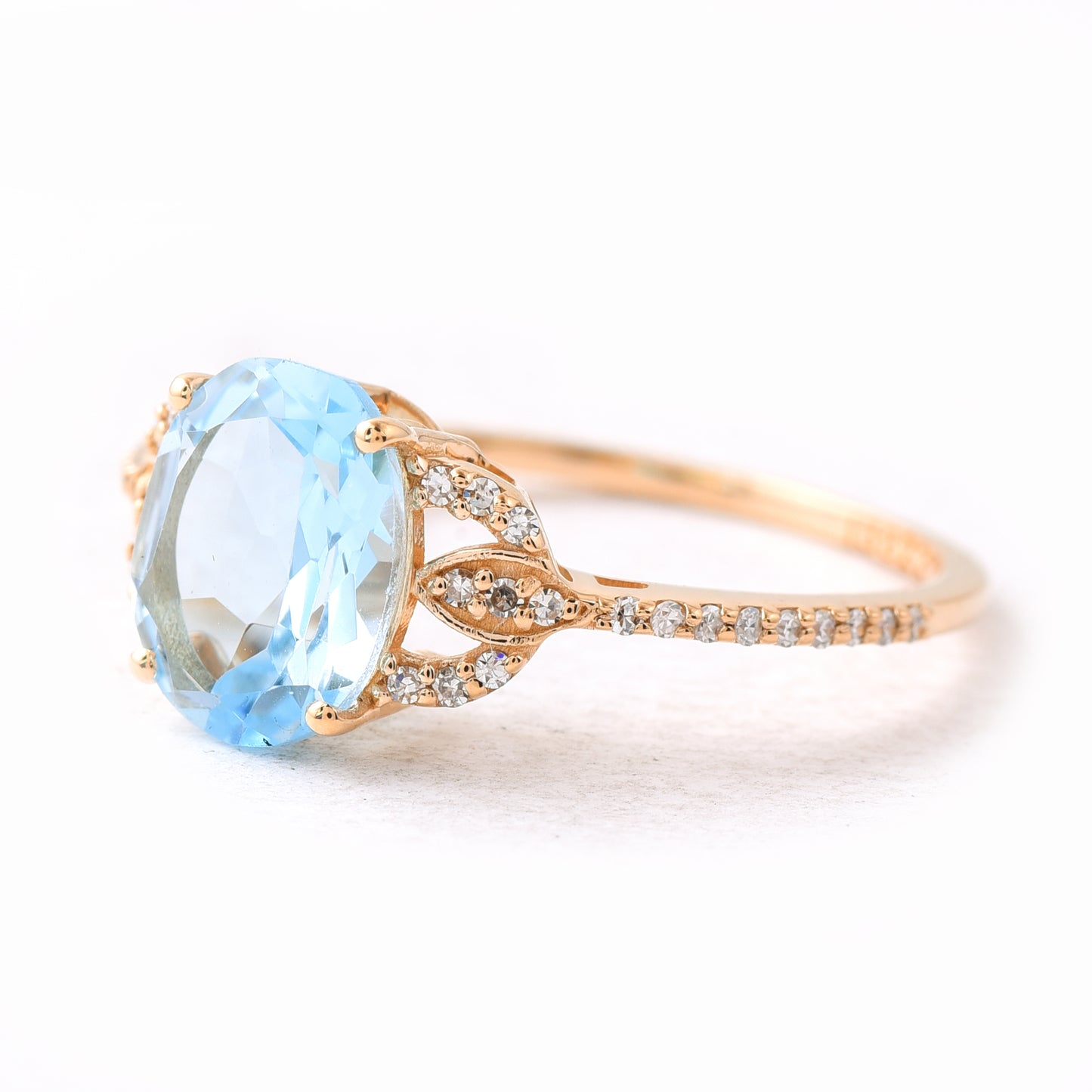 2.19 Ct Oval Mixed Cut Natural Topaz 14K Gold Ring