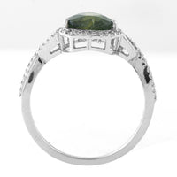 1.95 Ct Heart Mixed Cut Natural Green Sapphire 950 Platinum Ring