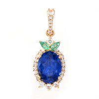 1.98 Ct Oval Mixed Cut Natural Sapphire 14K Gold Pendant