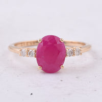 2.30 Ct Oval Natural Ruby 14K Gold Ring