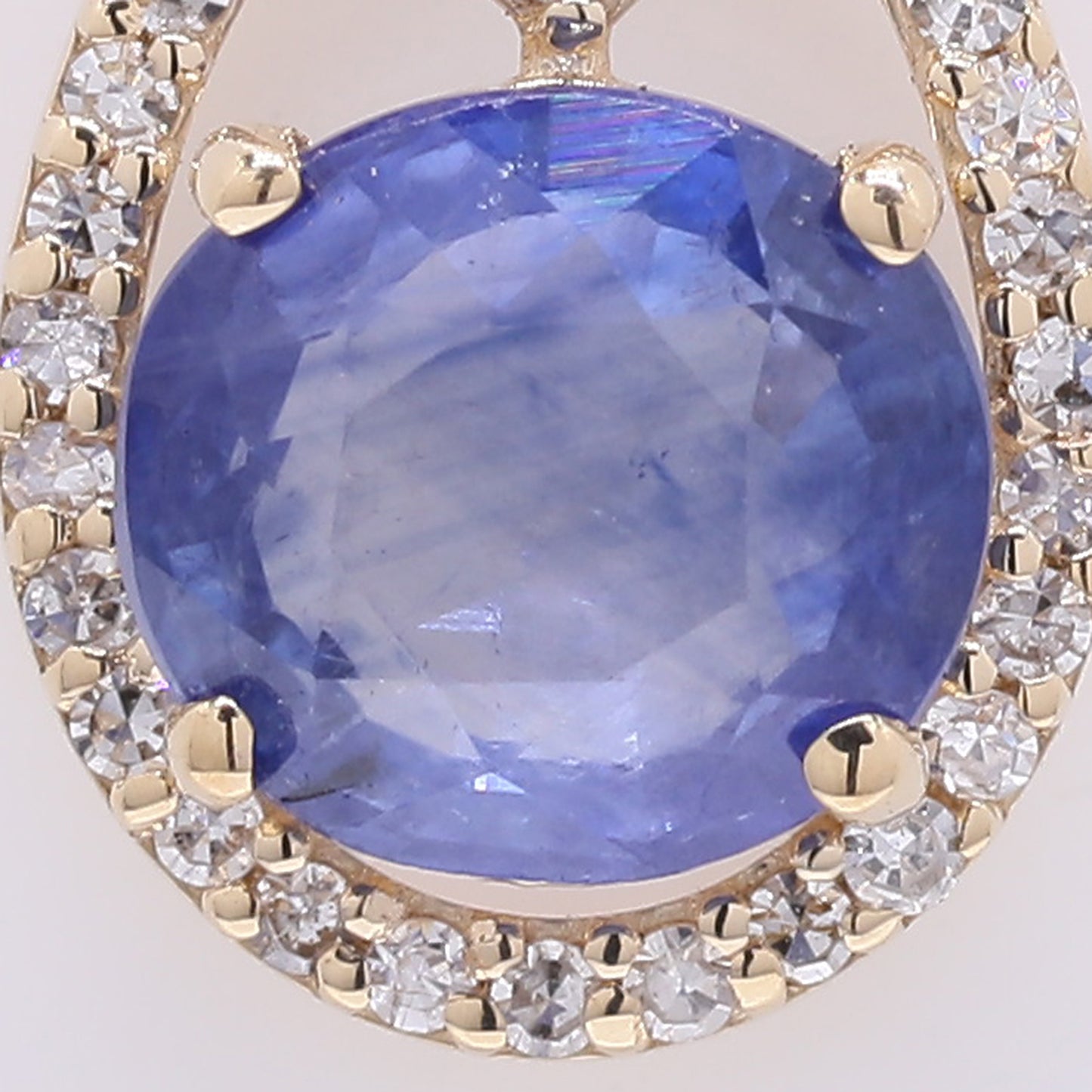 1.42 Ct Round Mixed Cut Natural Sapphire 14K Gold Pendant