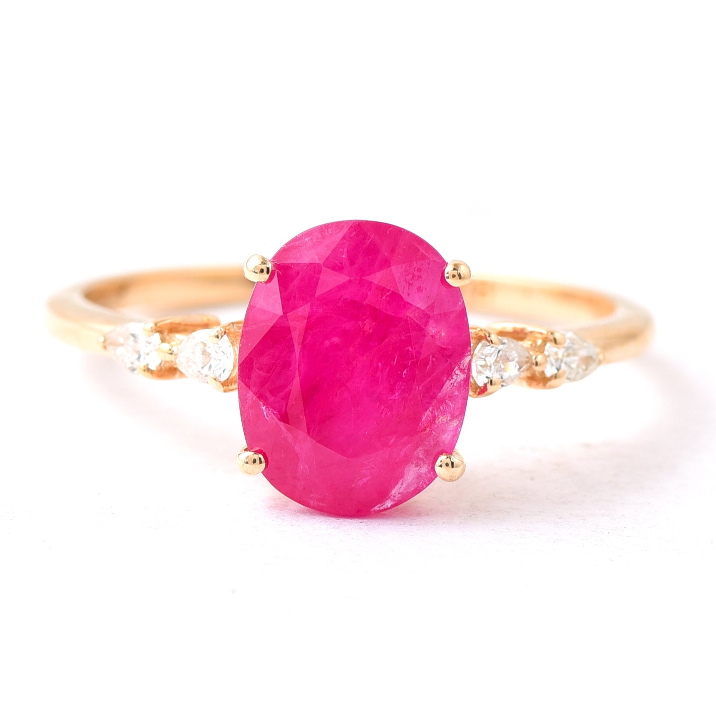 1.58 Ct Oval Mixed Cut Natural Ruby 14K Gold Ring
