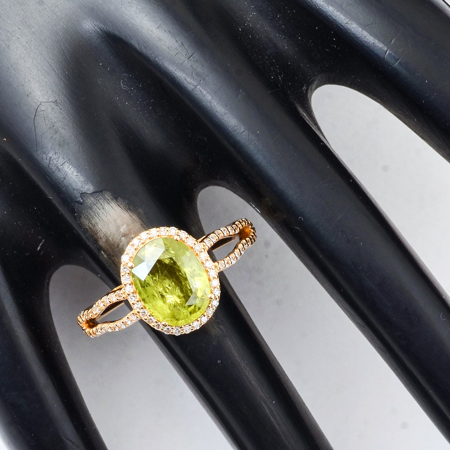2.38 Ct Oval Mixed Cut Natural Green Sapphire 14K Gold Ring